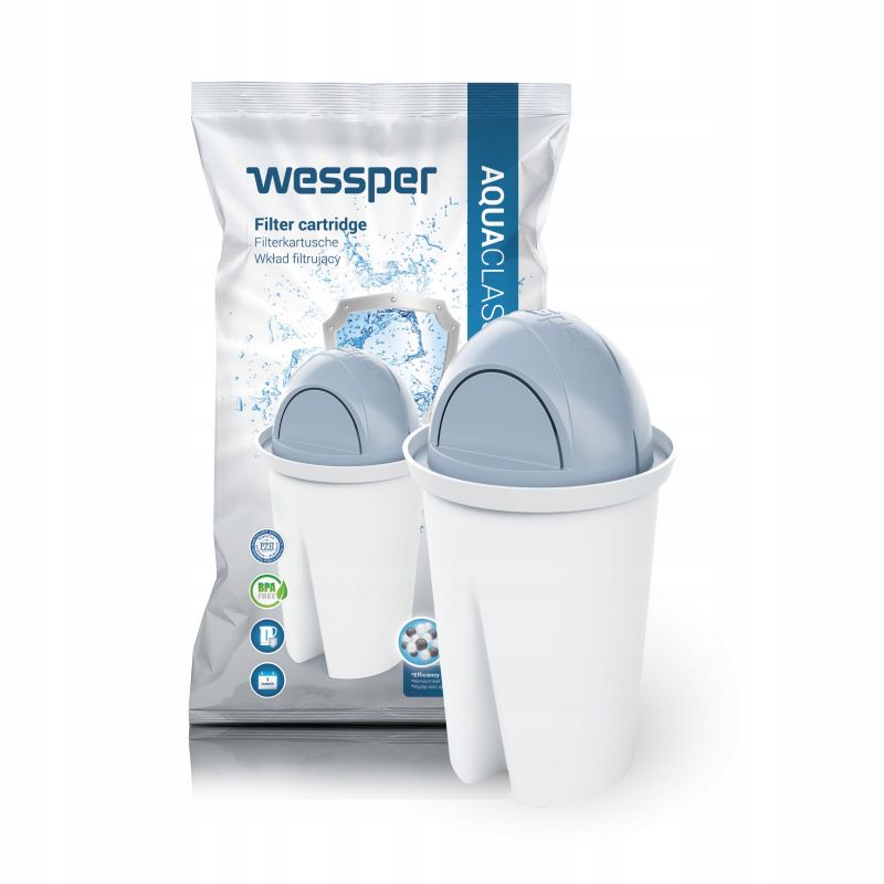 Wessper vandfilter til filterkander, til hårdt vand, erstatning for Brita og Dafi, 5 stk.
