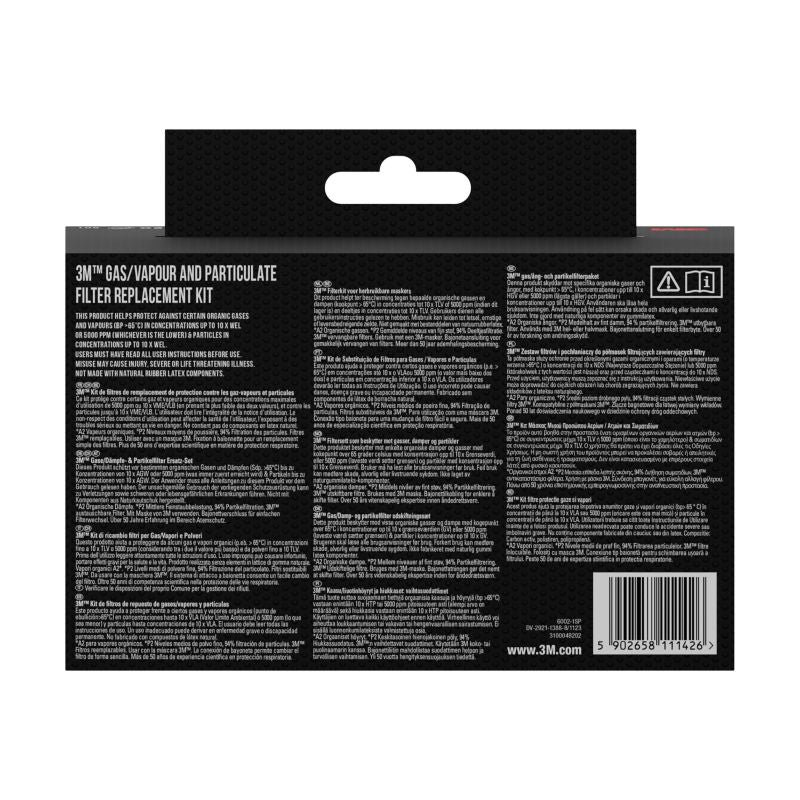 3M 6002-1 A2P2 filtre til maske – organiske dampe, 2x6055, 2x5925, 2x501
