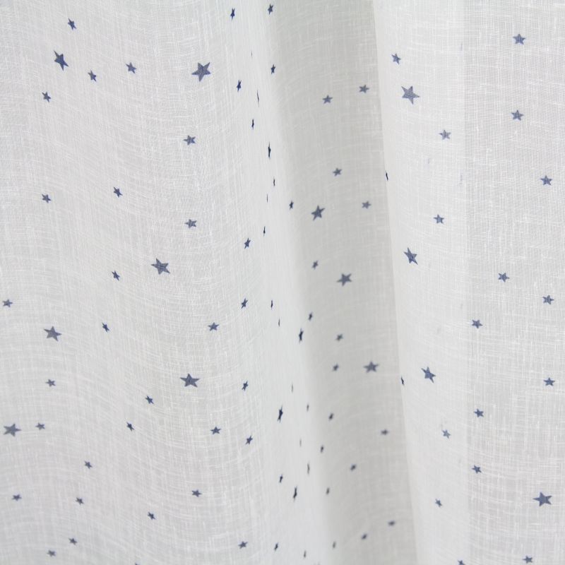 Gardinstof Rio 140 x 280 cm med navyblåt mønster