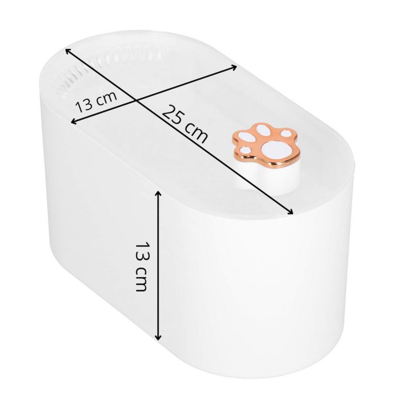 Springos kattefontæne med drikkefunktion 3 L, oplyst, vandtæt IPX8, hvid, 1 stk.