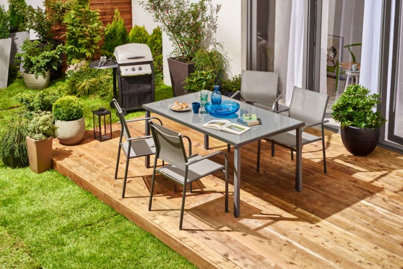 Dallas stål havestol med armlæn i grå