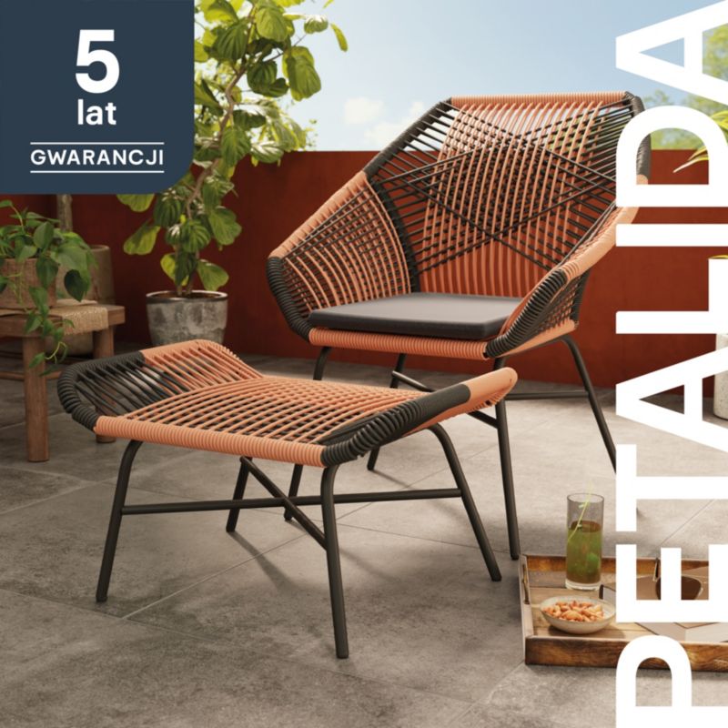 GoodHome Petalida stål havestol med fodskammel i sort