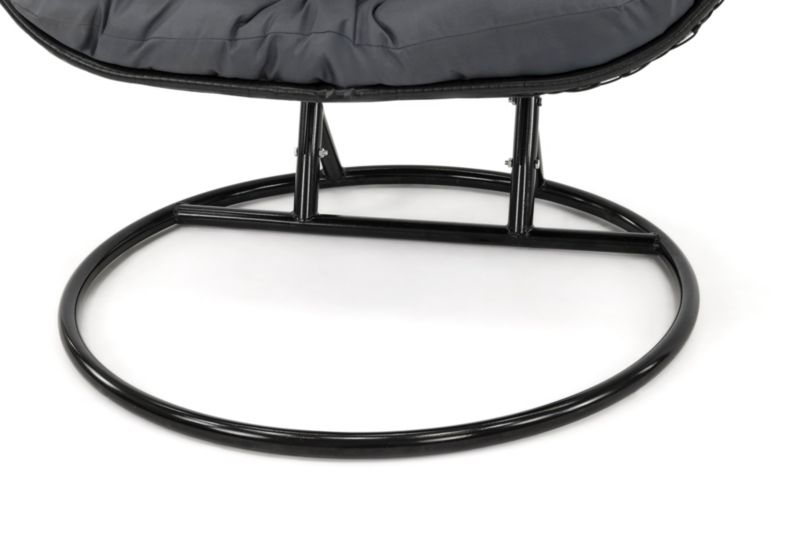 Dobbelt hængestol til have MebleMWM SC-007 sort med grå puder 1 stk.