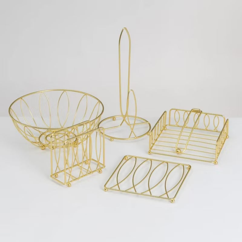 Frugtskål 26x26x11 cm Guld Metal