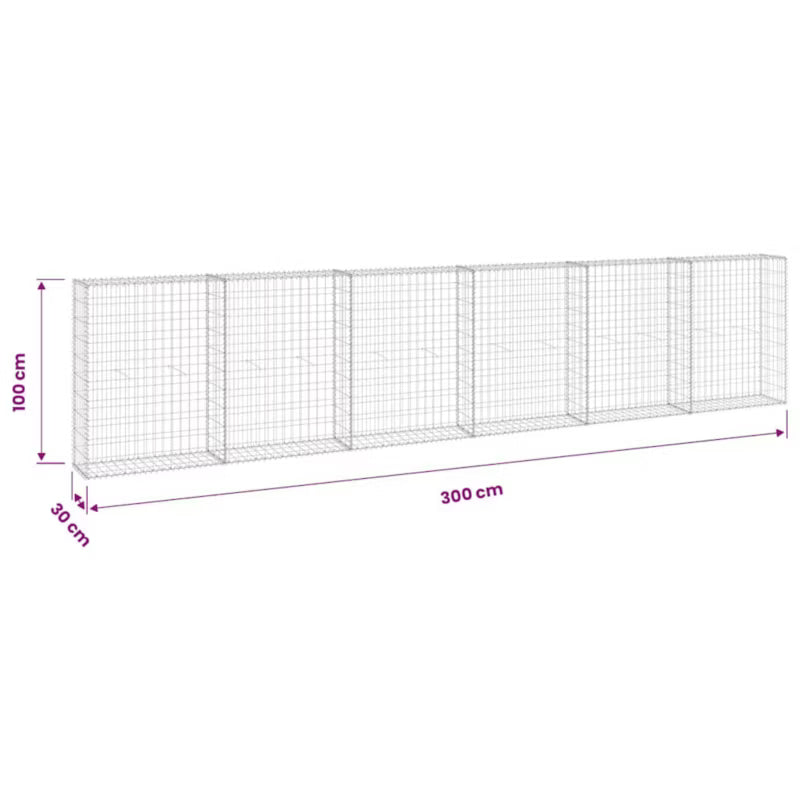 Gabionhegn 300x30x100 cm Galvaniseret Stål