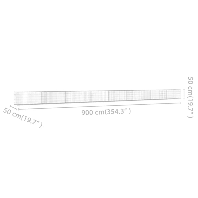 Gabionhegn 900x50x50 cm Galvaniseret Stål 2 Stk