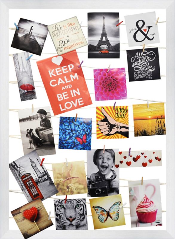 Billedgalleri 55 x 75 cm med snor i hvid