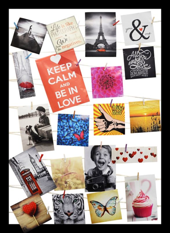 Foto-galleri 55 x 75 cm med snor i sort