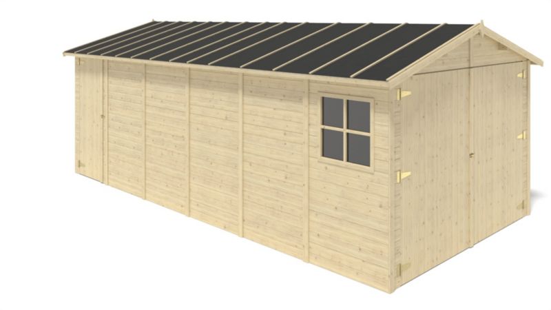 Garage ALTANKA 18,19 m² - 3,05 x 5,91 m - 18 mm - Farve: naturlig træ, 1 stk.