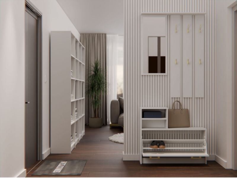 Garderobe Vera Topeshop med bøjle, spejl og skoskab - Kashmir 24x85x180 cm, 1 stk.