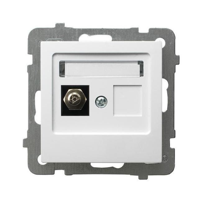 Enkelt antenstik Ospel As type F hvid