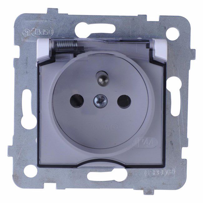 Hermetisk indbygget stikkontakt Polmark Tarnów Rosa IP44 med jordforbindelse, hvid