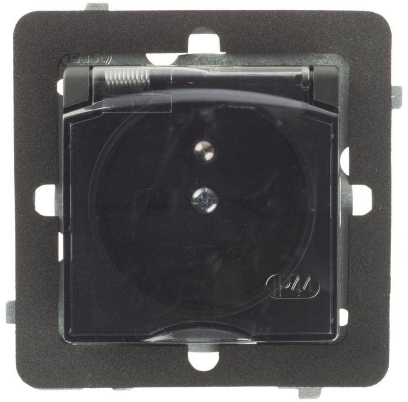 Rosa IP44 sort hermetisk indbygningsstik