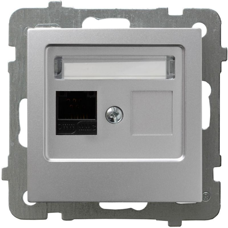 Ospel As enkelt indbygningsnetværksstik i sølv