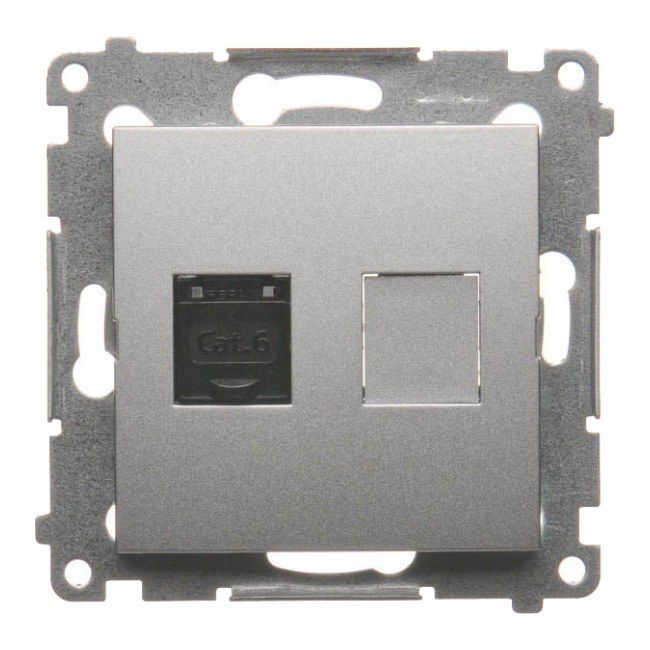 Enkelt RJ45-computernetværksstik Kontakt-Simon S54 i sølv