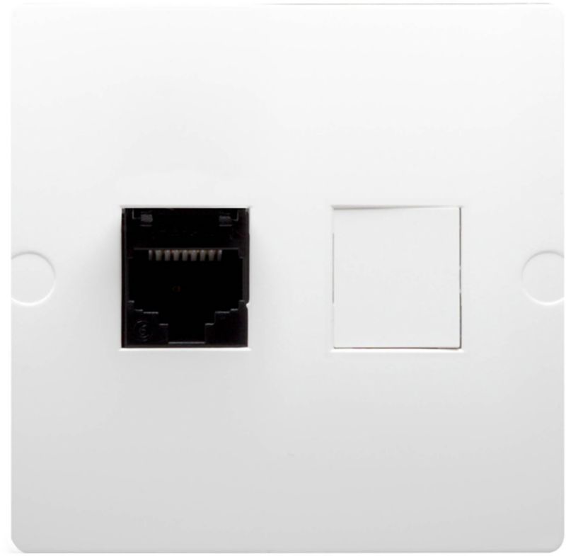 RJ45-computernetstik Kontakt-Simon Basic i hvid