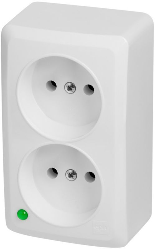 Elektro-Plast Berg dobbel stikkontakt til overflademontage i hvid