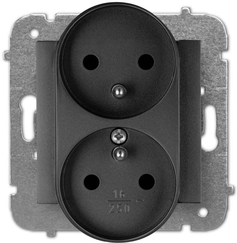 Dobbel stikkontakt Elektro-Plast Vestra med jord, modulopbygget sort