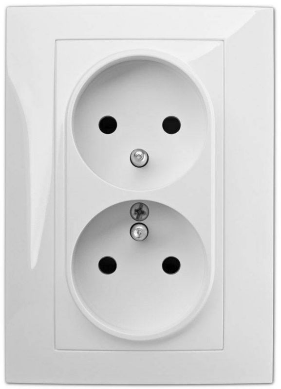 Dobbelt indbygningsstik Elektro-Plast Vestra med jordforbindelse monolit hvid