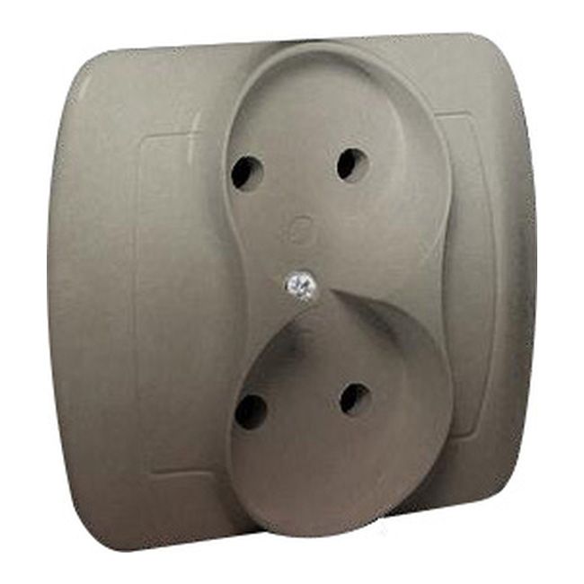 Dobbelt indbygget kontakt Kontakt-Simon Akord uden jordforbindelse i satin