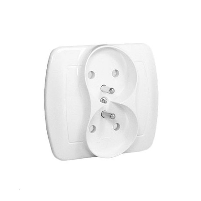 Dobbelt indbygget stikkontakt Kontakt-Simon Akord med jord, hvid