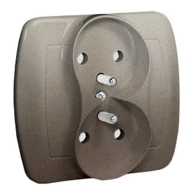 Dobbelt indbygget stikkontakt Kontakt-Simon Akord med jordforbindelse i satinfinish