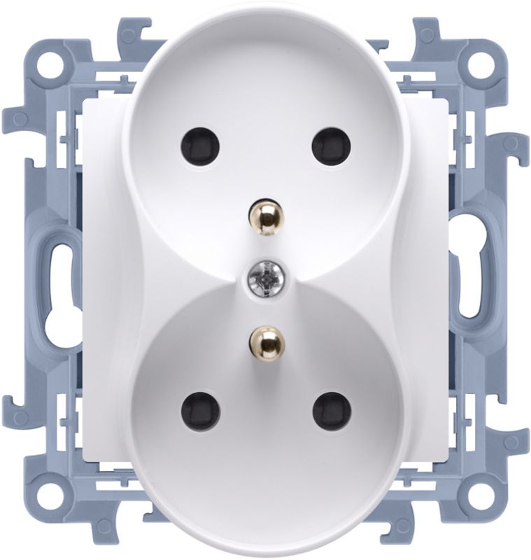 Dobbelt indbygget stikkontakt Kontakt-Simon S10 med jord, hvid