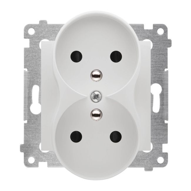 Dobbelt indbygget stikkontakt Kontakt-Simon S54 med jord, hvid