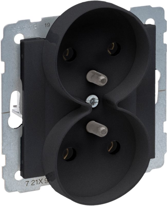 Legrand Suno dobbeltstik med jord, mat-sort