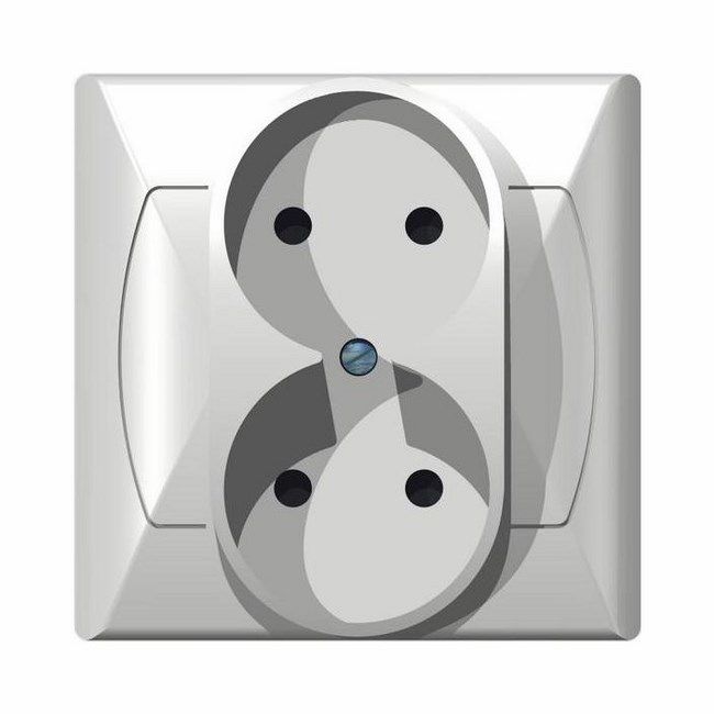 Dobbelt indbygget stikkontakt Ospel Akcent uden jord, hvid