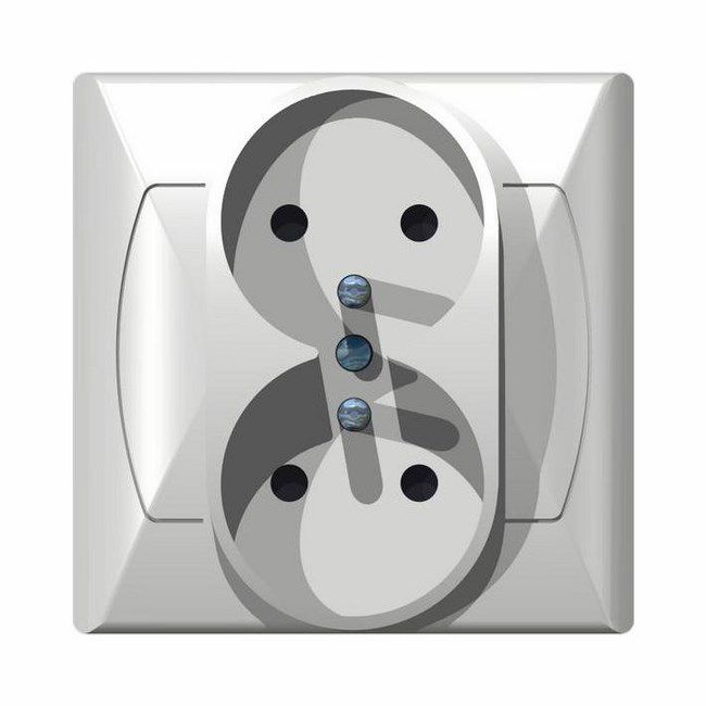 Dobbelt indbygget stikkontakt Ospel Akcent med jordforbindelse i hvid