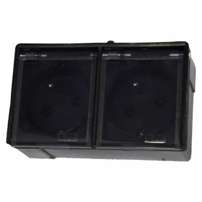 Dobbelt udendørs stikkontakt Polmark Tarnów Lambda med jord, sort