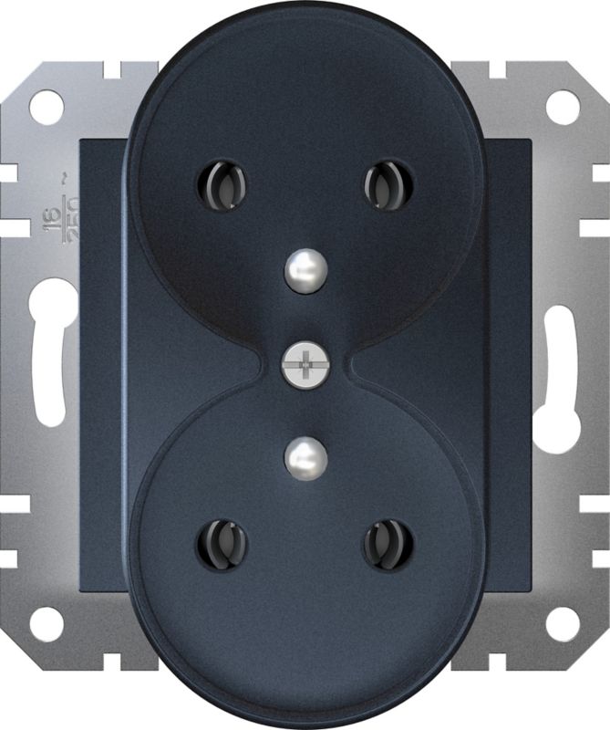 Dobbel stikkontakt Schneider Electric Asfora med jordforbindelse i antracit uden ramme