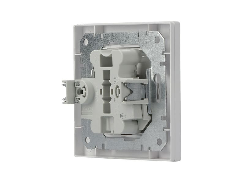 Dobbelt indbygget Schneider Electric Asfora-stik med jordforbindelse til ramme, hvid