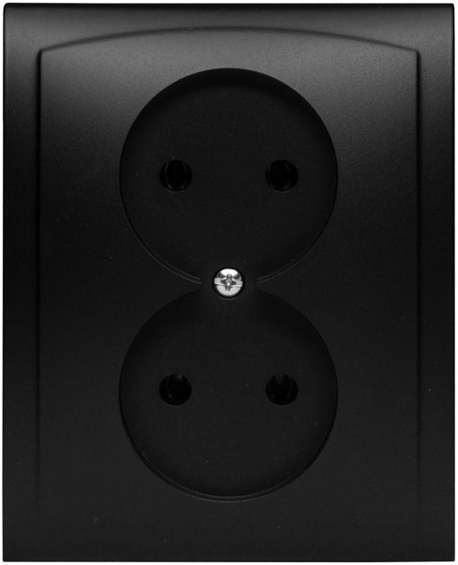 Dobbelt stikkontakt Vega uden jord, sort