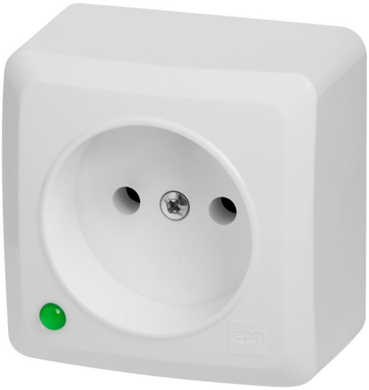 Elektro-Plast Berg enkelt udendørs stikkontakt i hvid til overflademontage