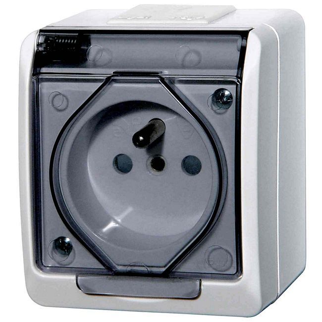 Elektro-Plast Hermes 3211 enkelt udendørs stikkontakt med jordforbindelse i røgfarvet finish