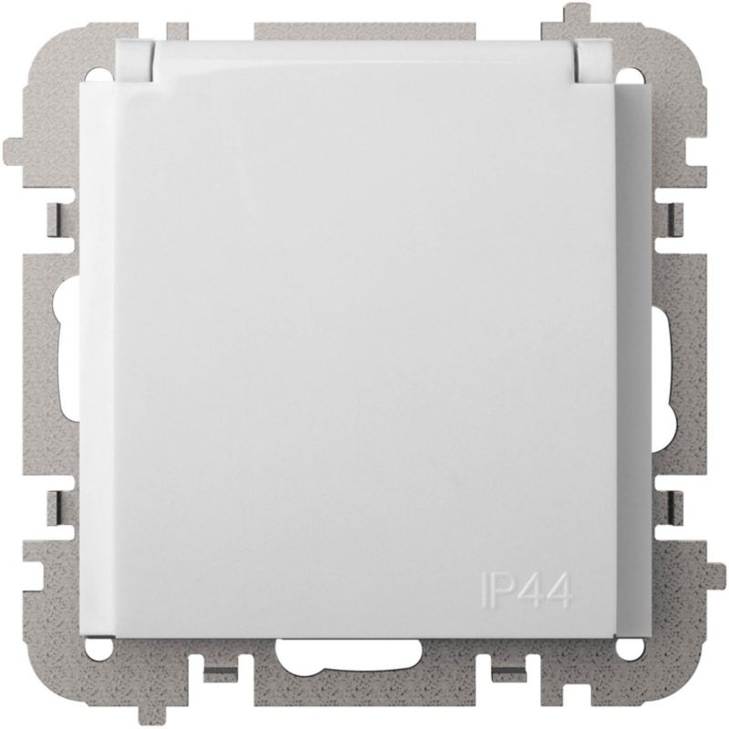 Elektro-Plast Vestra enkelt indbygningsstik med jord, IP44, hvid