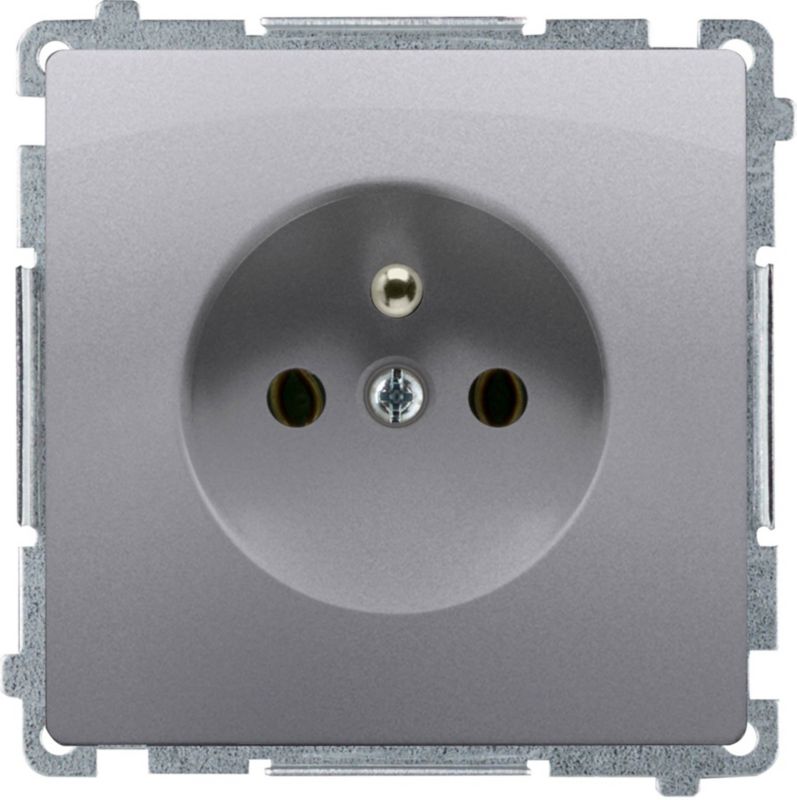 Kontakt-Simon Basic enkeltstik med jord, inox