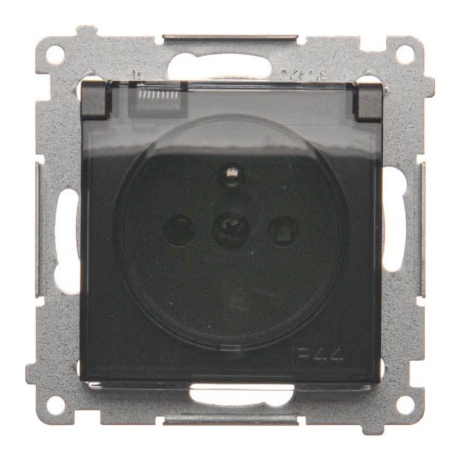 Kontakt-Simon S54 IP44 enkeltstik med jordforbindelse i antracit
