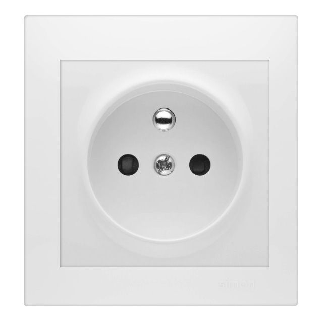 Kontakt-Simon S54 enkeltstikdåse med jord, hvid