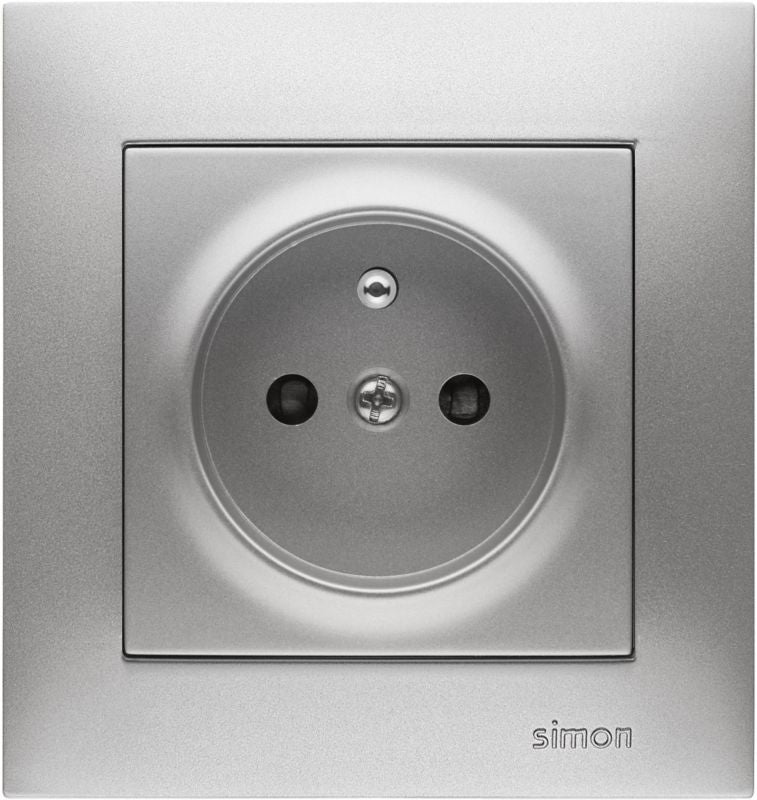 Kontakt-Simon S54 enkeltstikdåse med jord, sølv