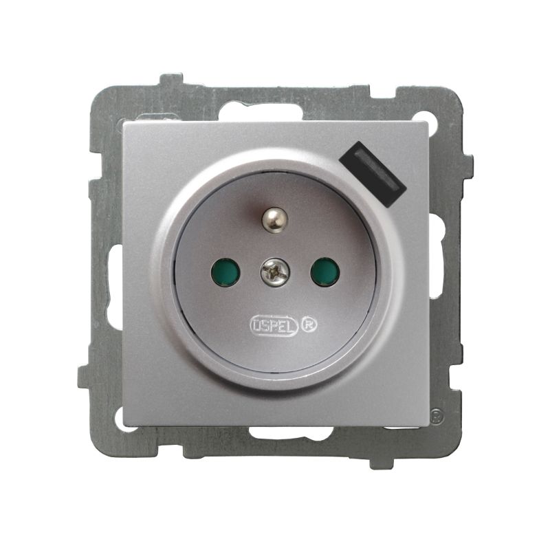 Ospel As enkeltstik med jord og USB, sølv