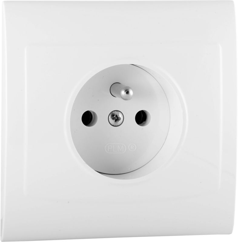 Polmark Tarnów Vega enkelt indbygget stikkontakt med jord, hvid