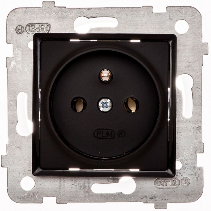 Sort enkelt indbygningsstik med jordforbindelse Rosa