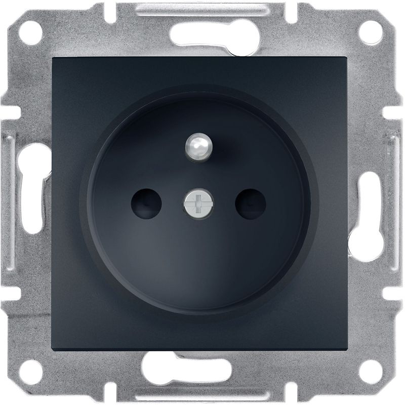 Enkeltstikdåse Schneider Electric Asfora med jord og børnesikring i antracit