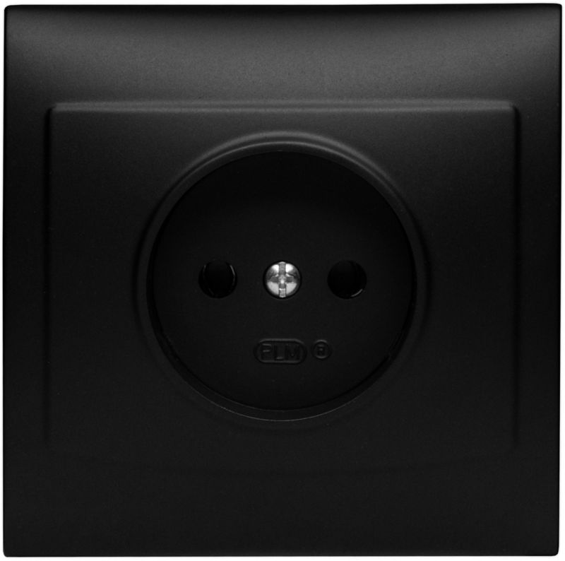 Enkelt stikkontakt Vega uden jordforbindelse i sort