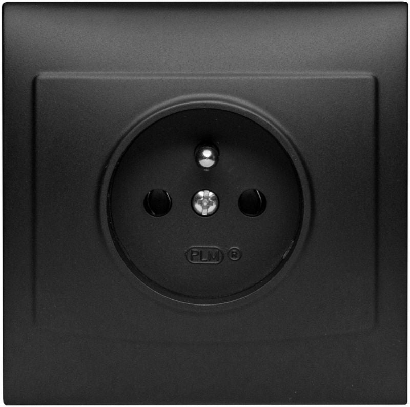 Sort enkeltstikdåse Vega med jordforbindelse