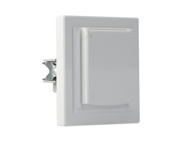 Schneider Electric Asfora IP44 indbygningsstikdåse til ramme, hvid