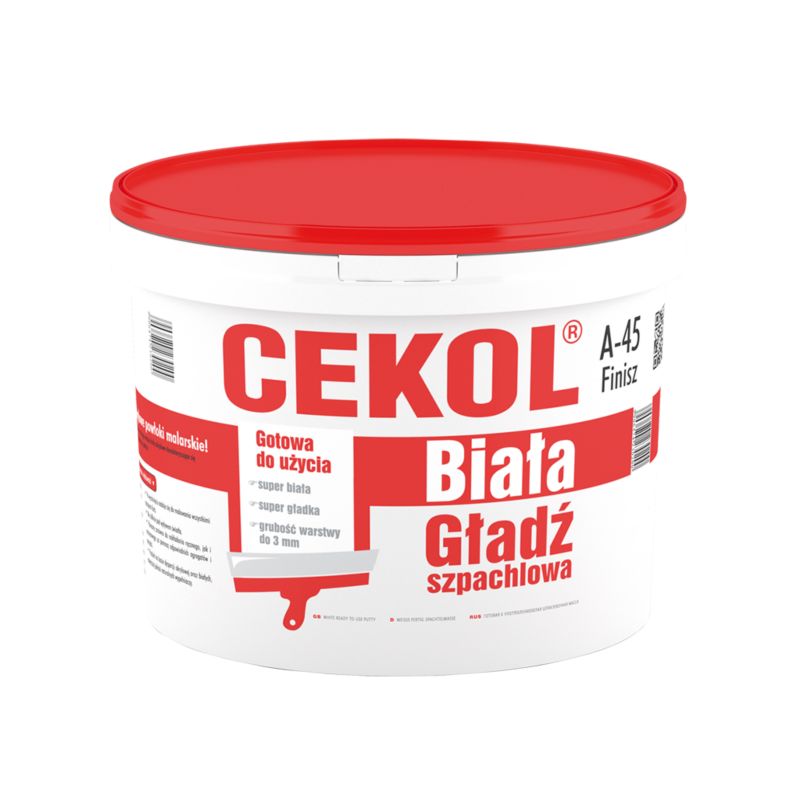 Færdig spartelmasse Cekol A-45 8 kg hvid